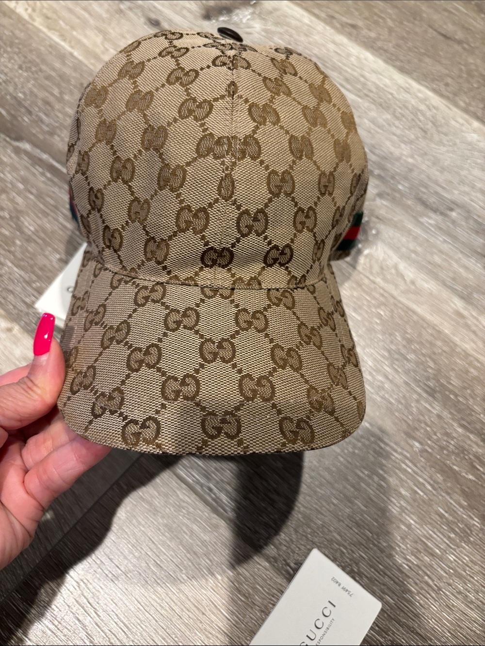 Gucci Brown Monogram Canvas Baseball Cap with Green-Red Web brand new with tags - Picture 6 of 9